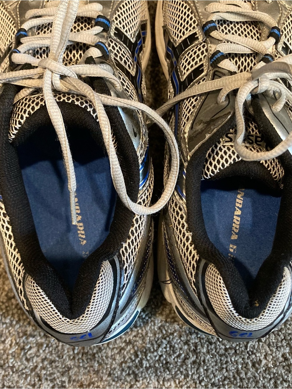 ASICS GEL Running Shoes Men’s Size 11 Silver Blue Mesh Sneakers - Picture 4 of 7